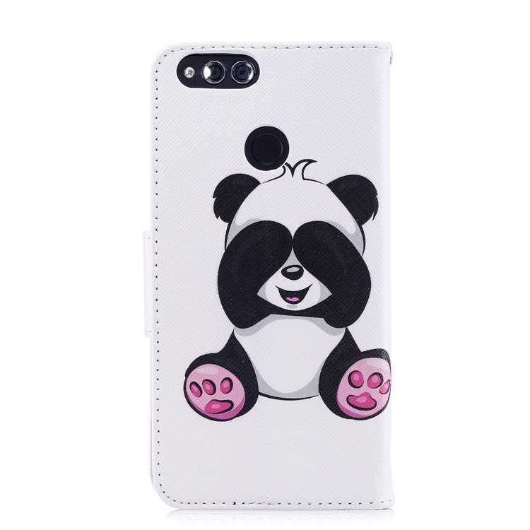 Pattern Printing PU Leather Wallet Case for Huawei Honor 7X - Adorable Panda-3