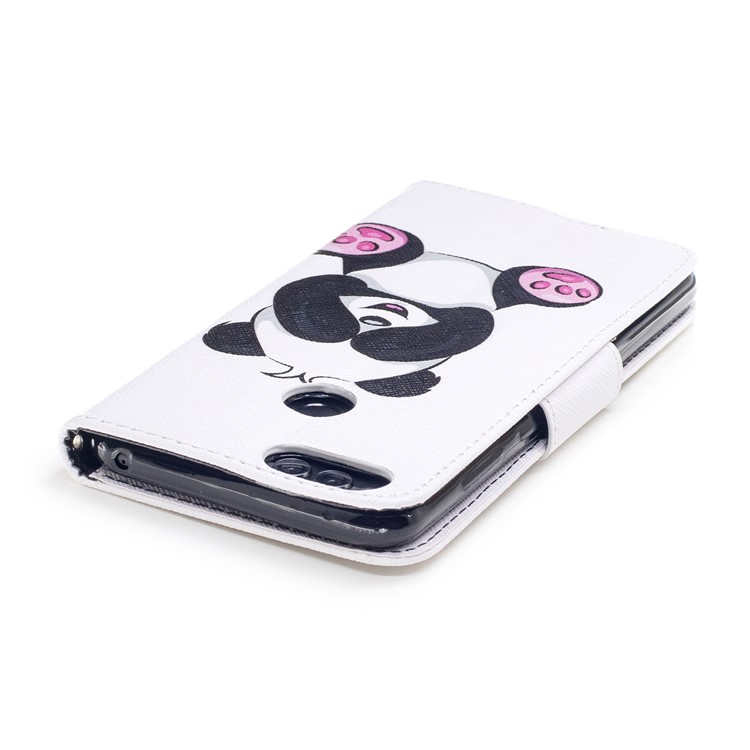 Pattern Printing PU Leather Wallet Case for Huawei Honor 7X - Adorable Panda-7