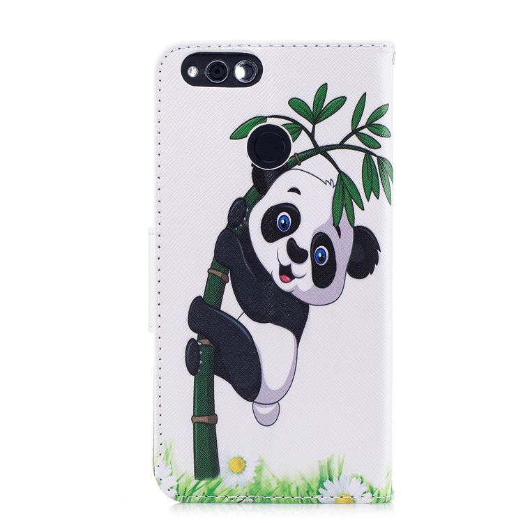 Pattern Printing Wallet Leather Stand Case for Huawei Honor 7X - Lovely Panda-3