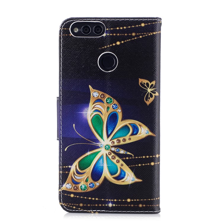 Pattern Printing Wallet Leather Magnetic Case for Huawei Honor 7X - Vivid Butterflies-3