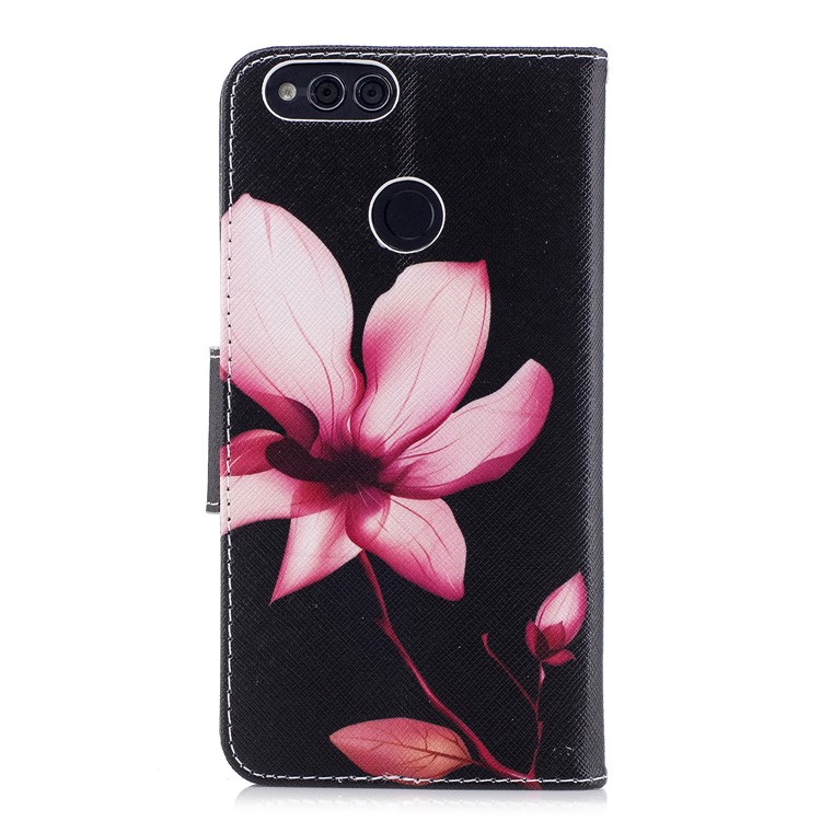 Pattern Printing Cell Phone Leather Wallet Case for Huawei Honor 7X - Flower Pattern-3