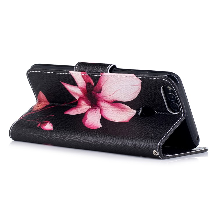 Pattern Printing Cell Phone Leather Wallet Case for Huawei Honor 7X - Flower Pattern-4