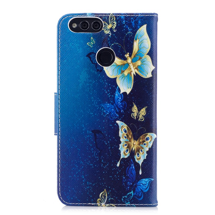 Pattern Printing Stand Leather Wallet Case for Huawei Honor 7X - Colorized Butterfly-3