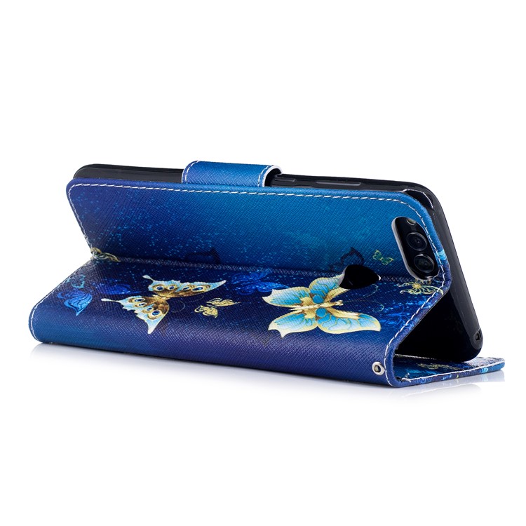Pattern Printing Stand Leather Wallet Case for Huawei Honor 7X - Colorized Butterfly-4