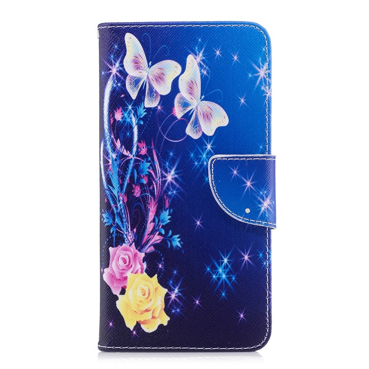 Pattern Printing Magnetic Leather Stand Cover for Huawei Honor 7X - Flora and Butterfly-2