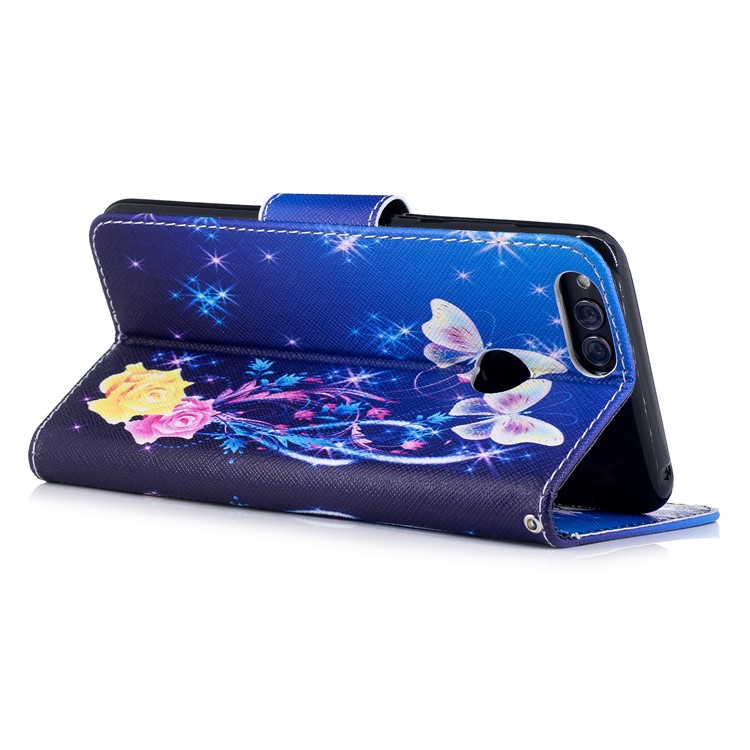 Pattern Printing Magnetic Leather Stand Cover for Huawei Honor 7X - Flora and Butterfly-4