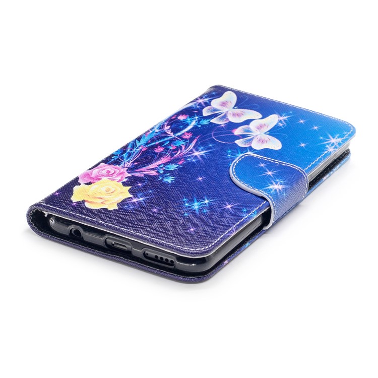 Pattern Printing Magnetic Leather Stand Cover for Huawei Honor 7X - Flora and Butterfly-6