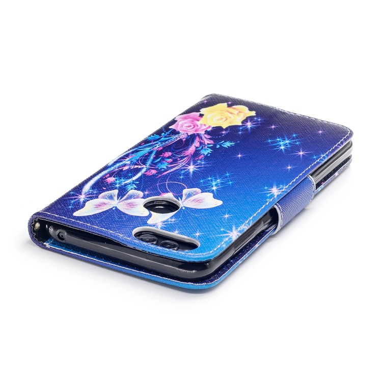 Pattern Printing Magnetic Leather Stand Cover for Huawei Honor 7X - Flora and Butterfly-7