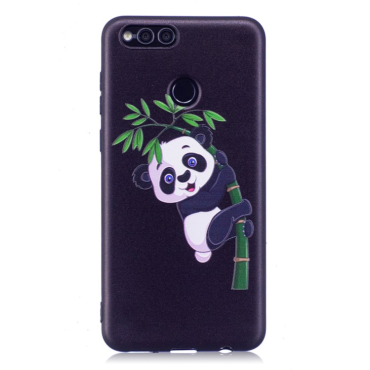 Soft Embossed Pattern Printing TPU Protective Case for Huawei Honor 7X - Panda On Bamboo-2