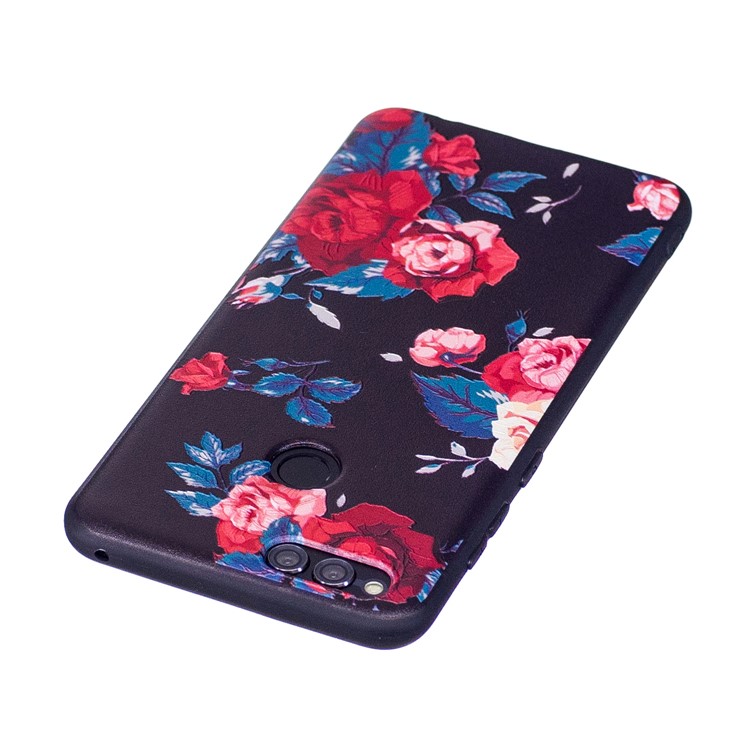 Soft Embossed Pattern Printing TPU Protective Cover for Huawei Honor 7X - Peony-4