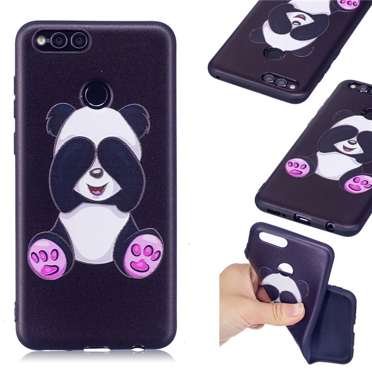 Soft Embossed Pattern Printing TPU Protective Mobile Phone Case for Huawei Honor 7X - Cute Panda-1