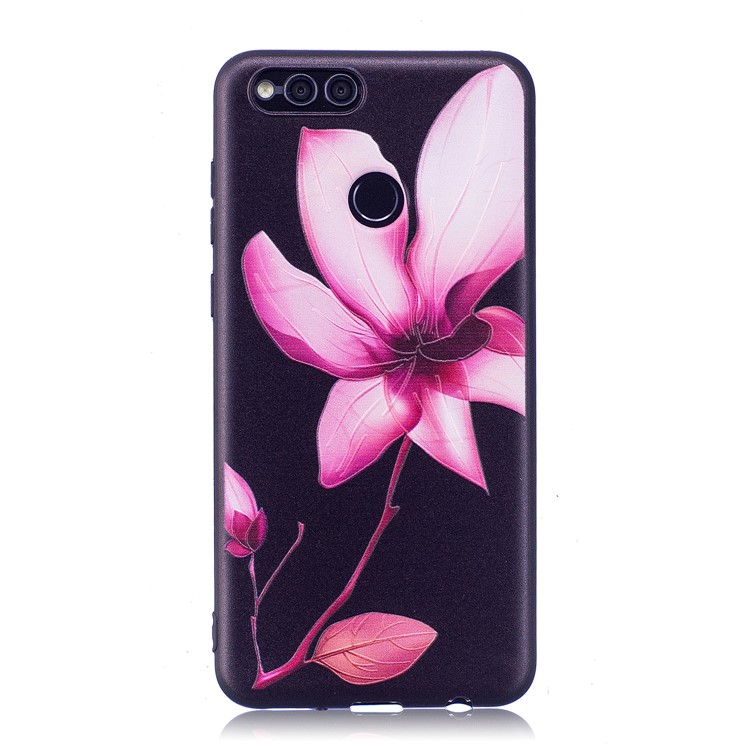Soft Embossed Pattern Printing TPU Protective Cell Phone Case for Huawei Honor 7X - Flower-2