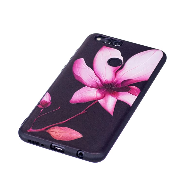 Soft Embossed Pattern Printing TPU Protective Cell Phone Case for Huawei Honor 7X - Flower-3