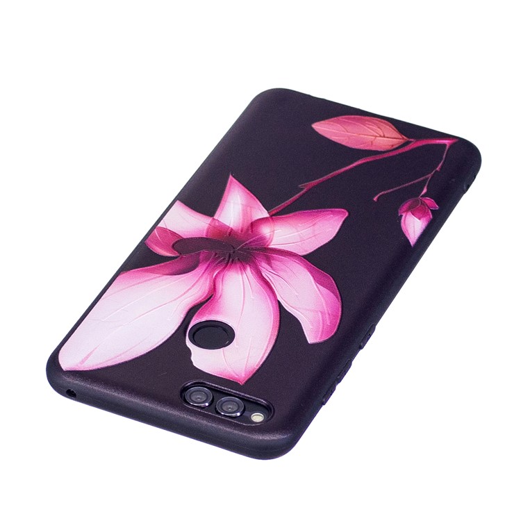 Soft Embossed Pattern Printing TPU Protective Cell Phone Case for Huawei Honor 7X - Flower-4