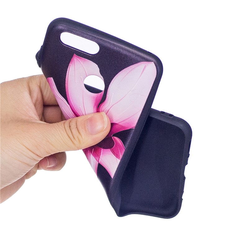 Soft Embossed Pattern Printing TPU Protective Cell Phone Case for Huawei Honor 7X - Flower-5