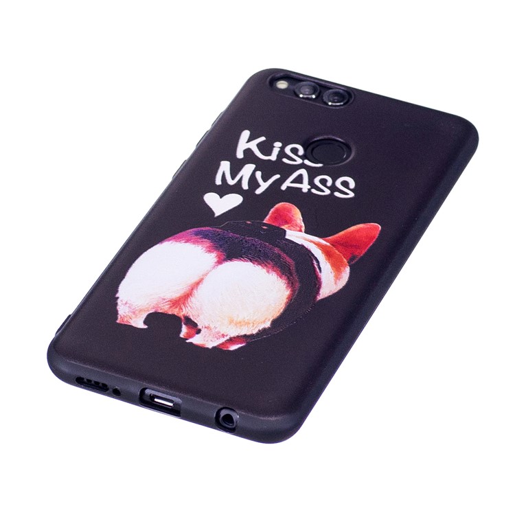 Soft Embossed Pattern Printing TPU Protective Cell Phone Shell for Huawei Honor 7X - Kiss My Ass-3