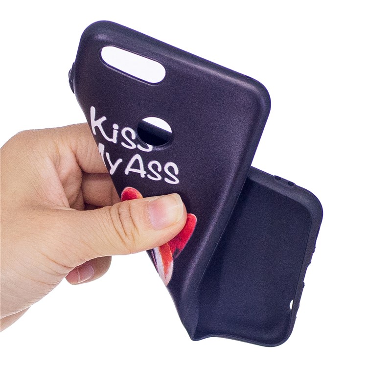 Soft Embossed Pattern Printing TPU Protective Cell Phone Shell for Huawei Honor 7X - Kiss My Ass-5
