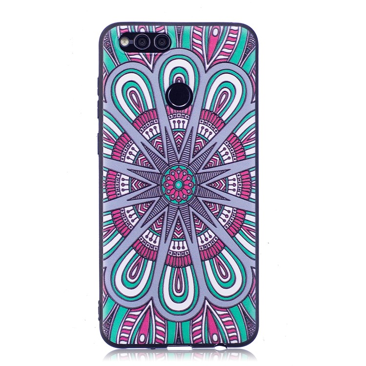 Soft Embossed Pattern Printing TPU Protective Back Case for Huawei Honor 7X - Ancient Pattern-2