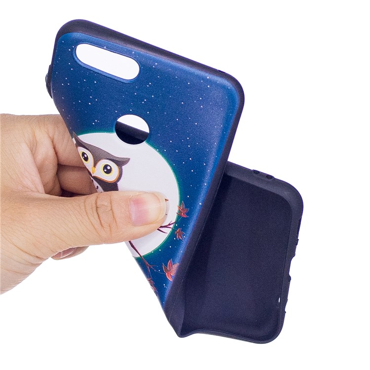 Soft Embossed Pattern Printing TPU Protective Back Casing for Huawei Honor 7X - Owl On Branch-5