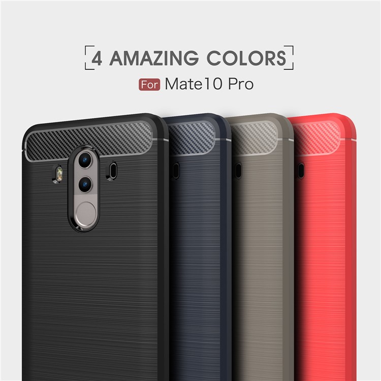 Carbon Fiber Texture Brushed TPU Back Case for Huawei Mate 10 Pro - Black-11