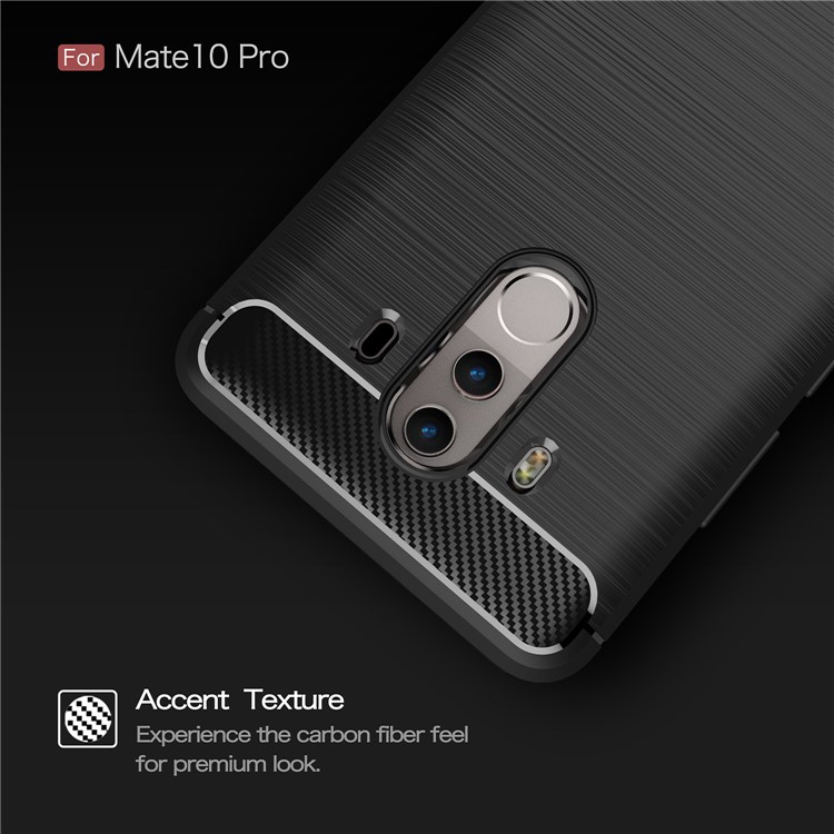 Carbon Fiber Texture Brushed TPU Back Case for Huawei Mate 10 Pro - Black-4