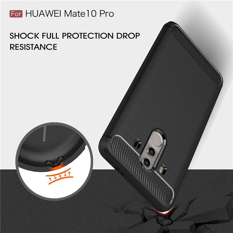Carbon Fiber Texture Brushed TPU Back Case for Huawei Mate 10 Pro - Black-6