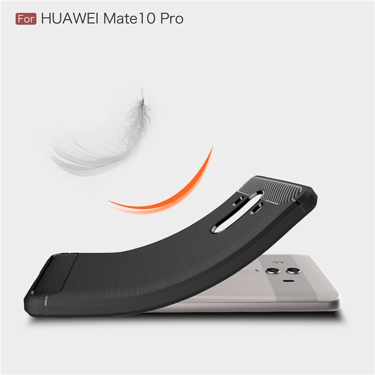 Carbon Fiber Texture Brushed TPU Back Case for Huawei Mate 10 Pro - Black-7