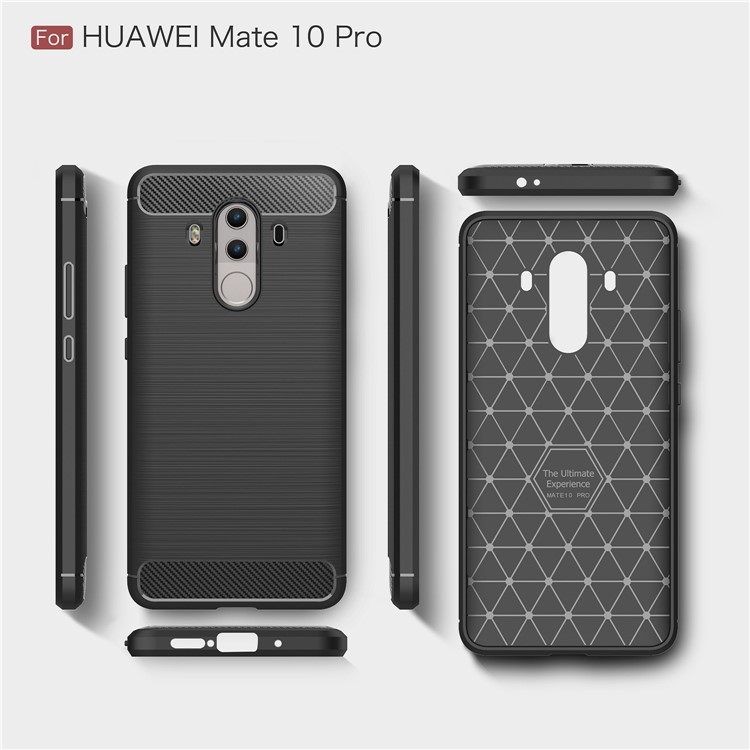 Carbon Fiber Texture Brushed TPU Back Case for Huawei Mate 10 Pro - Black-9