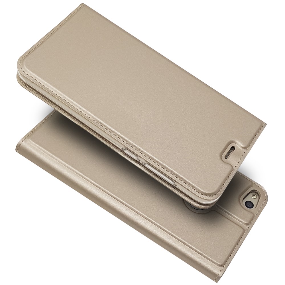 Magnetic Card Holder Stand Leather Protective Cover Case for Huawei P8 Lite (2017) / Honor 8 Lite - Gold-1