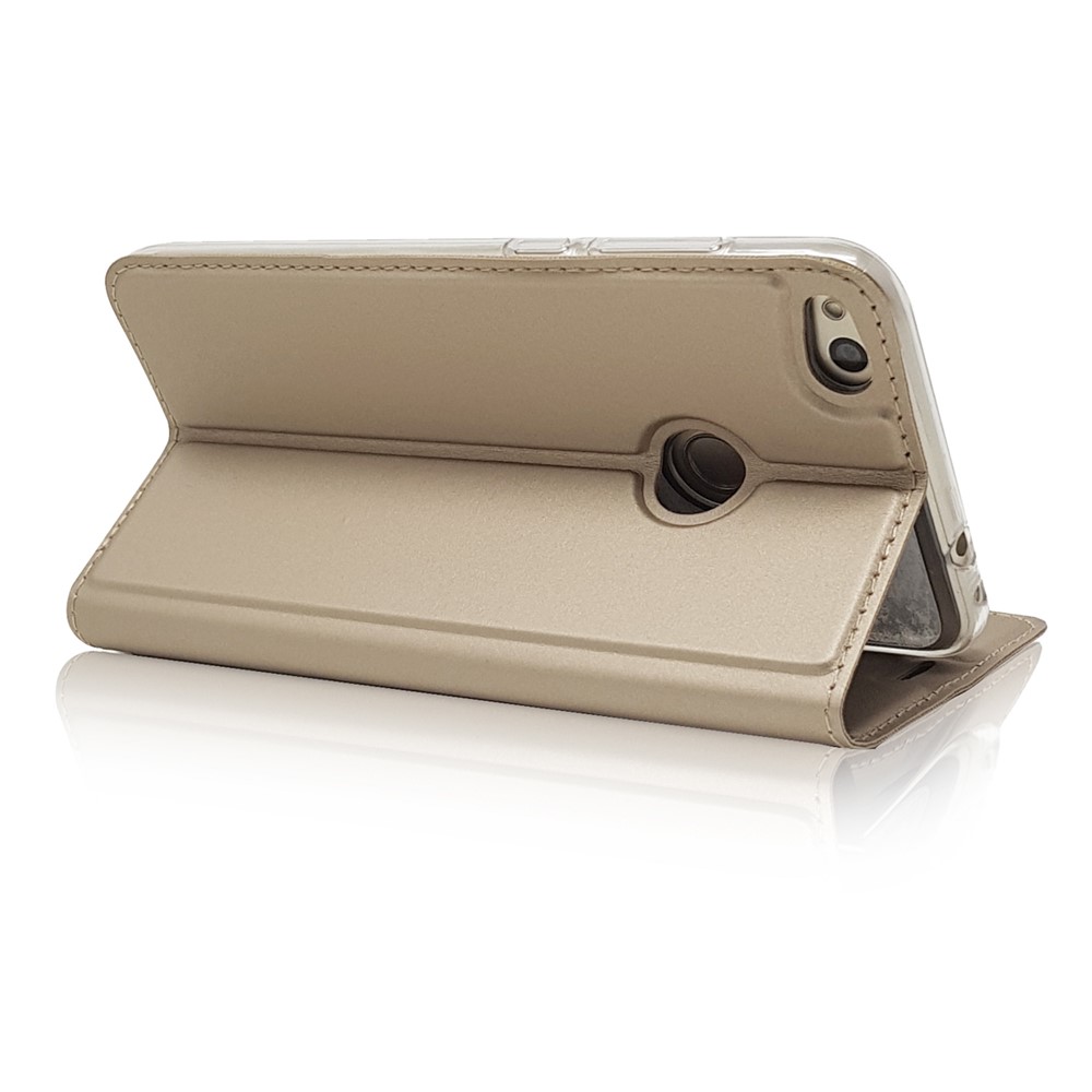 Magnetic Card Holder Stand Leather Protective Cover Case for Huawei P8 Lite (2017) / Honor 8 Lite - Gold-6