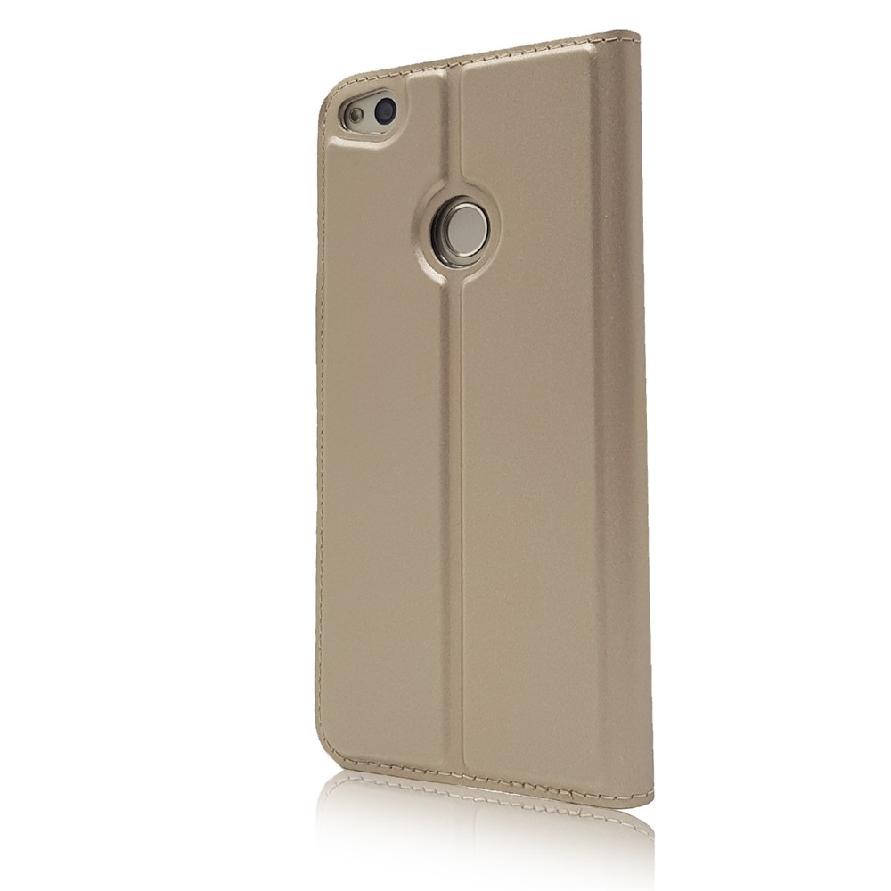 Magnetic Card Holder Stand Leather Protective Cover Case for Huawei P8 Lite (2017) / Honor 8 Lite - Gold-8
