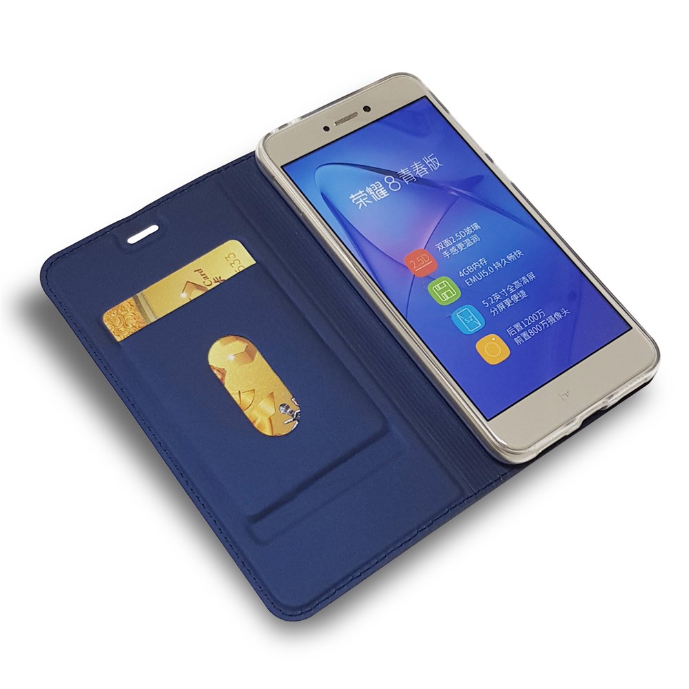 Magnetic Card Holder Stand Leather Mobile Phone Cover for Huawei P8 Lite (2017) / Honor 8 Lite - Dark Blue-5
