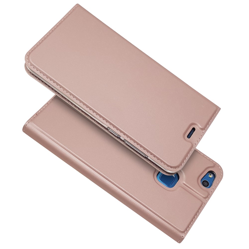 Auto-absorbed Magnetic Leather Stand Flip Cover for Huawei P10 Lite - Rose Gold-2