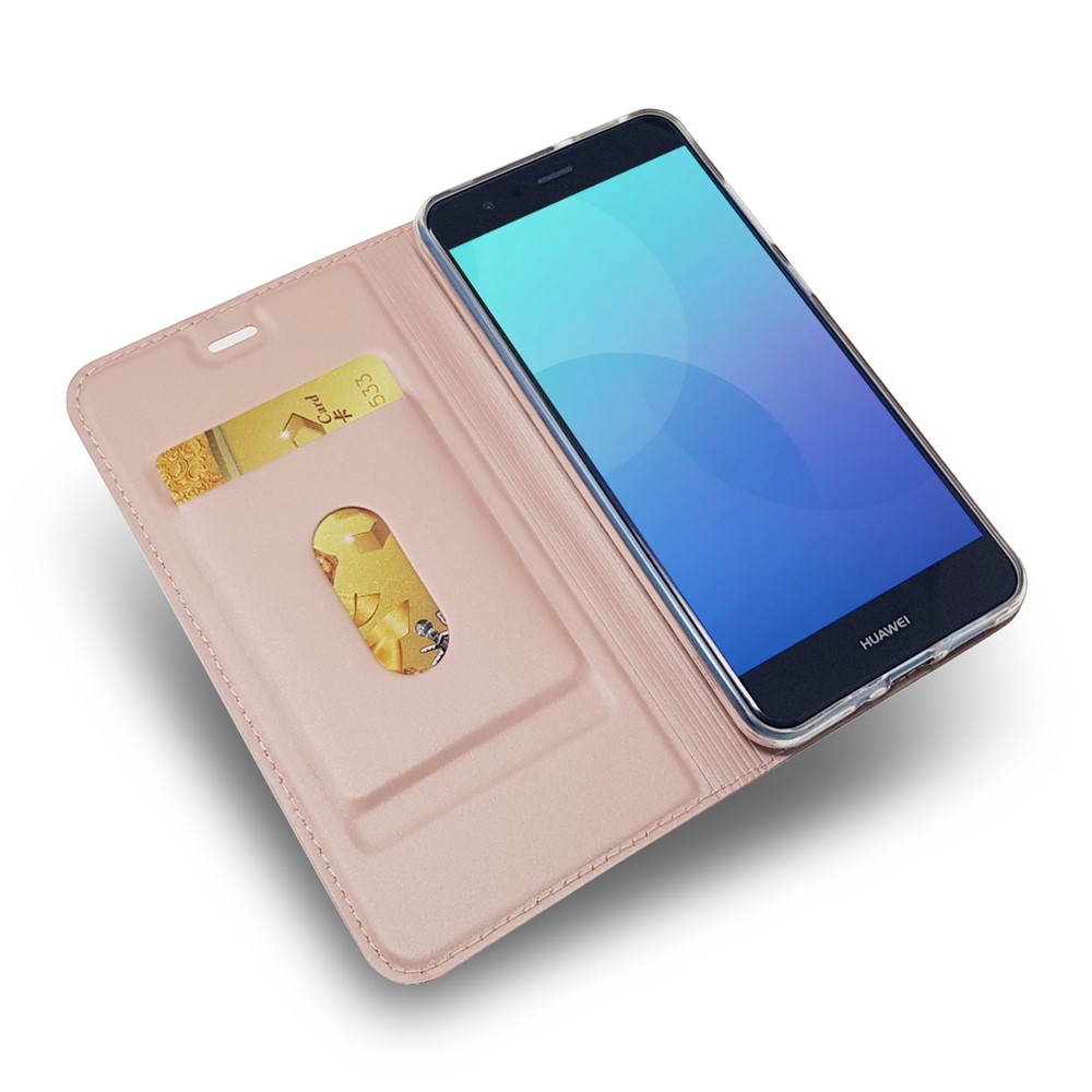 Auto-absorbed Magnetic Leather Stand Flip Cover for Huawei P10 Lite - Rose Gold-7