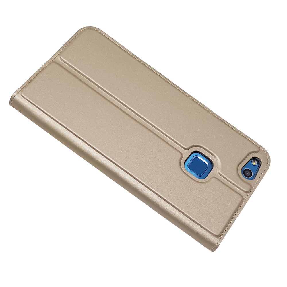 Auto-absorbed Magnetic Leather Stand Flip Shell for Huawei P10 Lite - Gold-5
