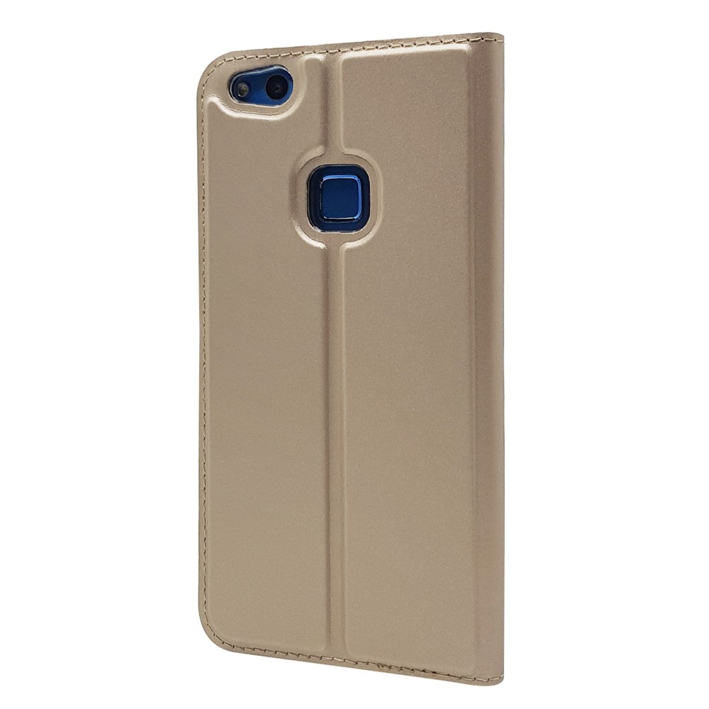 Auto-absorbed Magnetic Leather Stand Flip Shell for Huawei P10 Lite - Gold-9