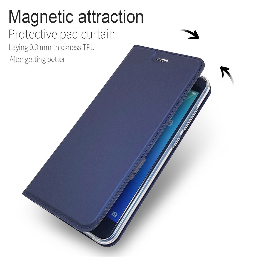 Auto-absorbed Magnetic Leather Stand Flip Casing Cover for Huawei P10 Lite - Blue-4