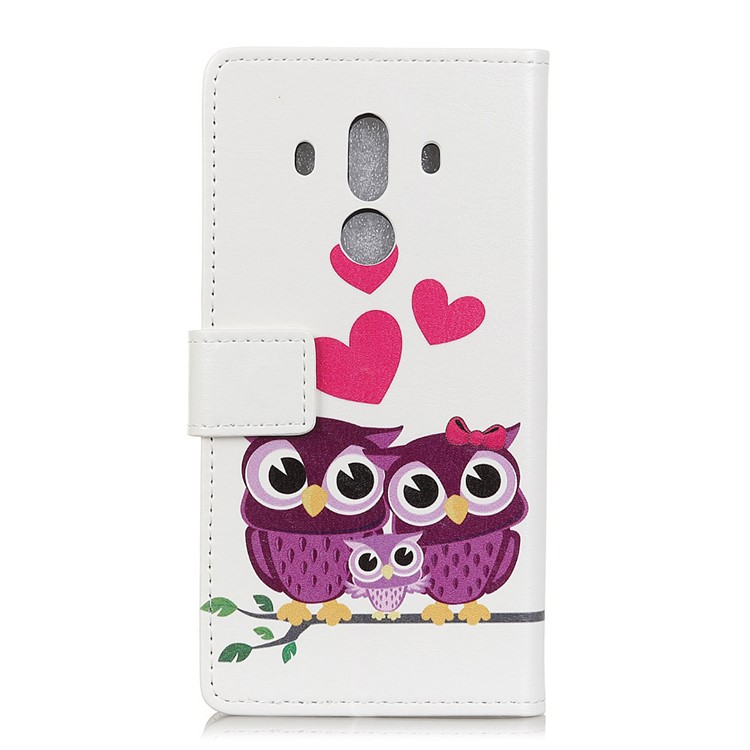 Patterned Wallet Leather Stand Phone Casing for Huawei Mate 10 Pro - Owl Family-2