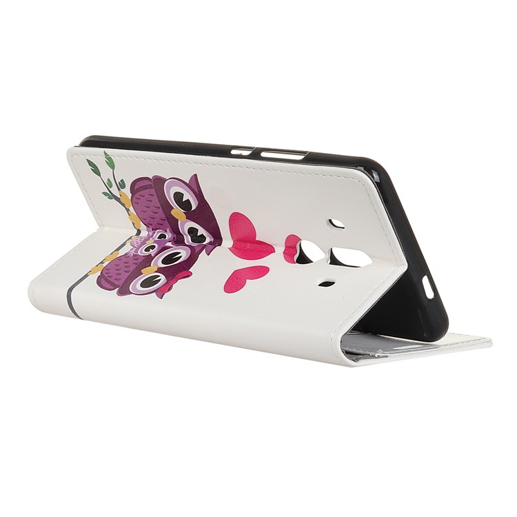 Patterned Wallet Leather Stand Phone Casing for Huawei Mate 10 Pro - Owl Family-3