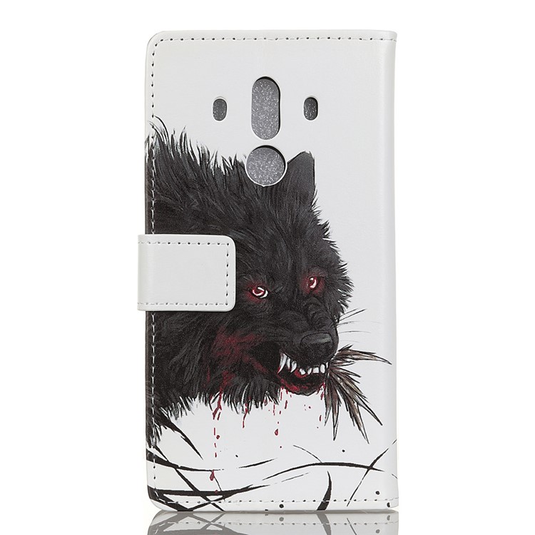 Patterned Wallet Leather Stand Phone Accessory Case for Huawei Mate 10 Pro - Bloody Wolf-2