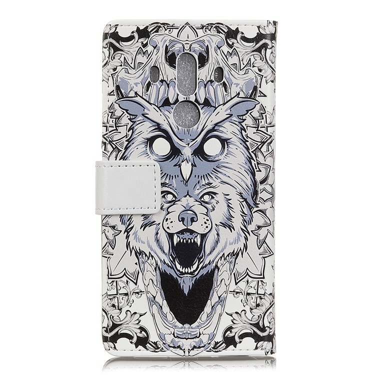 Patterned Wallet Leather Stand Phone Protection Case for Huawei Mate 10 Pro - Abstract Owl and Lion-2