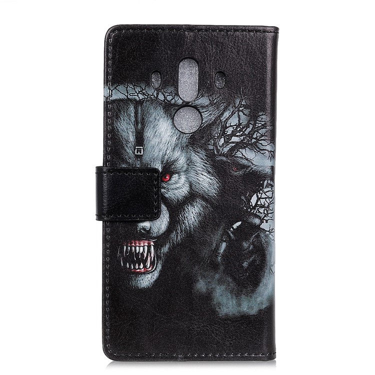 Patterned Wallet Leather Stand Cellphone Case for Huawei Mate 10 Pro - Fierce Wolf-2