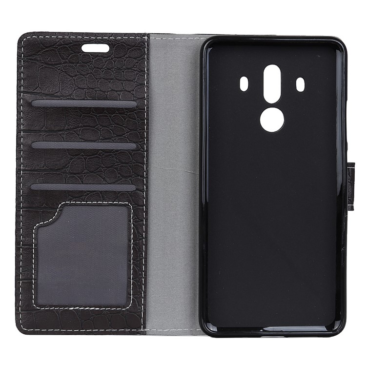 For Huawei Mate 10 Pro Crocodile Texture Vintage Leather Wallet Stand Case - Black-3