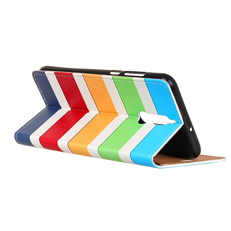Pattern Printing Leather Stand Wallet Phone Casing for Huawei Mate 10 Lite / nova 2i / Maimang 6 / Honor 9i (India) - Colorful Straps-3