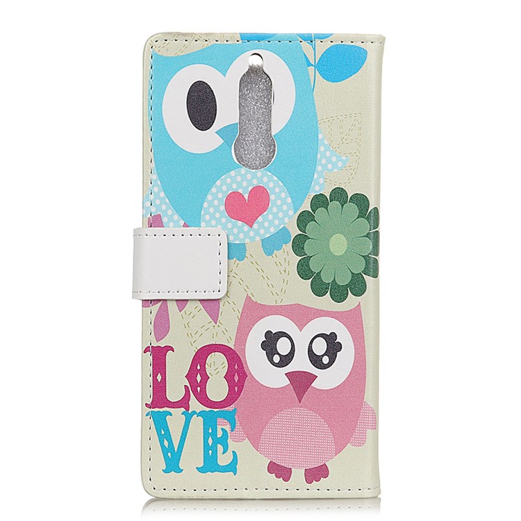 Pattern Printing Leather Magnetic Stand Wallet Phone Case for Huawei Mate 10 Lite / nova 2i / Maimang 6 / Honor 9i (India) - Owl Couple-2