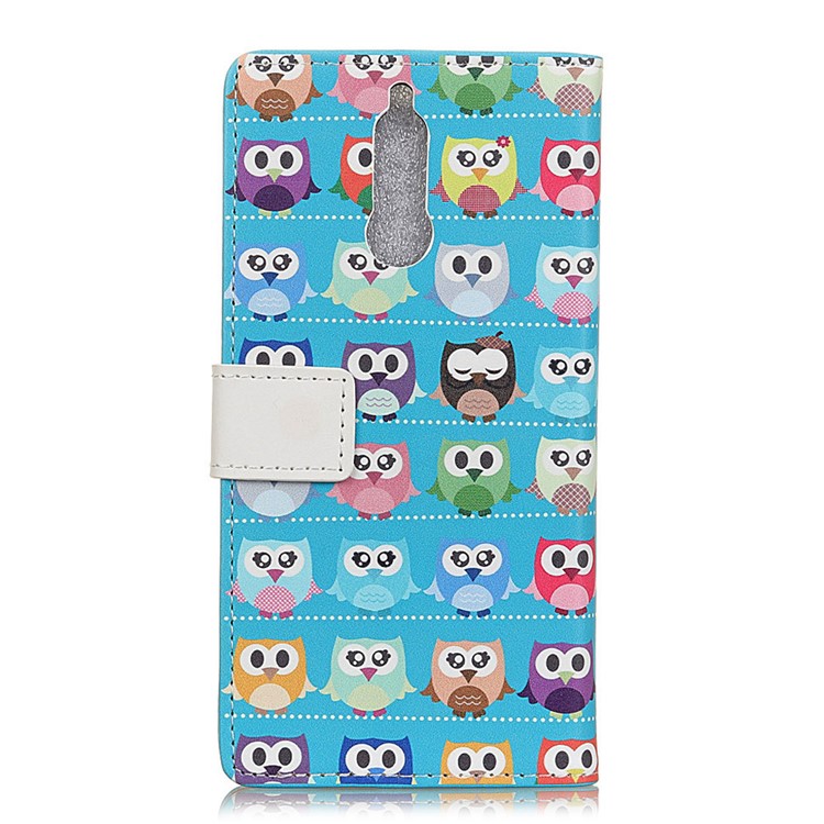 Pattern Printing Leather Magnetic Stand Wallet Phone Cover for Huawei Mate 10 Lite / nova 2i / Maimang 6 / Honor 9i (India) - Owl Family Blue Background-2