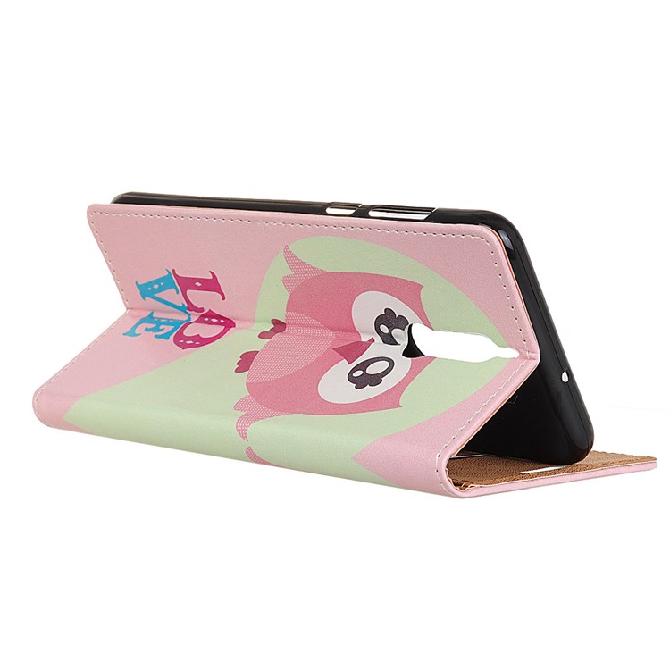 Pattern Printing Leather Magnetic Stand Wallet Phone Shell for Huawei Mate 10 Lite / nova 2i / Maimang 6 / Honor 9i (India) - Owl And Love-3