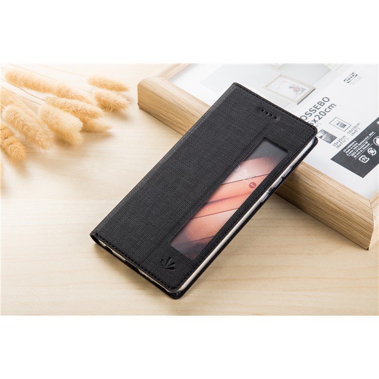 VILI DMX Cross Texture View Window Leather Stand Phone Case for Huawei Mate 10 - Black-3