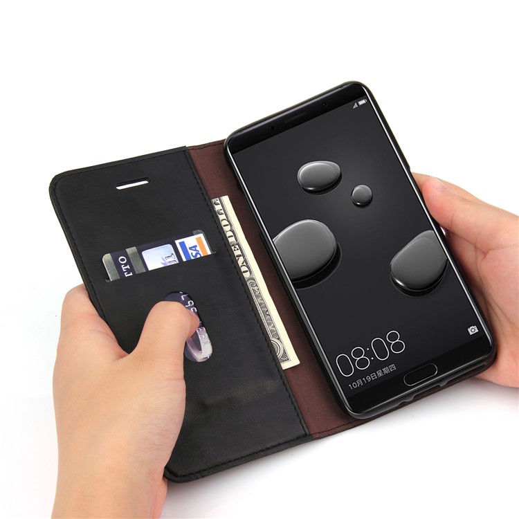 Retro Style Crazy Horse Auto-absorbed Leather Wallet Phone Shell for Huawei Mate 10 Pro - Black-9