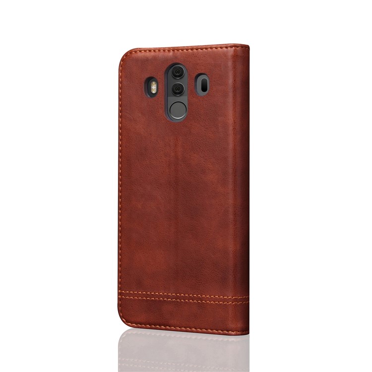 Auto-absorbed Retro Style Crazy Horse Leather Flip Stand Cell Phone Cover for Huawei Mate 10 Pro - Brown-2